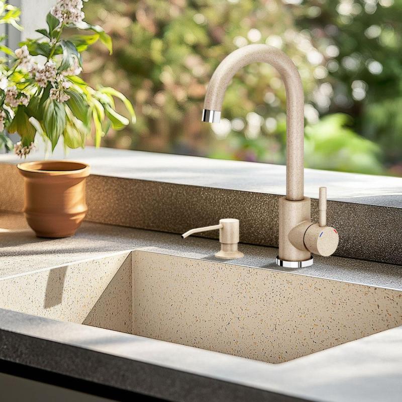 Quadri Manchester Inbouw Zeepdispenser Beige Zand- Boven Navulbaar 1208967658