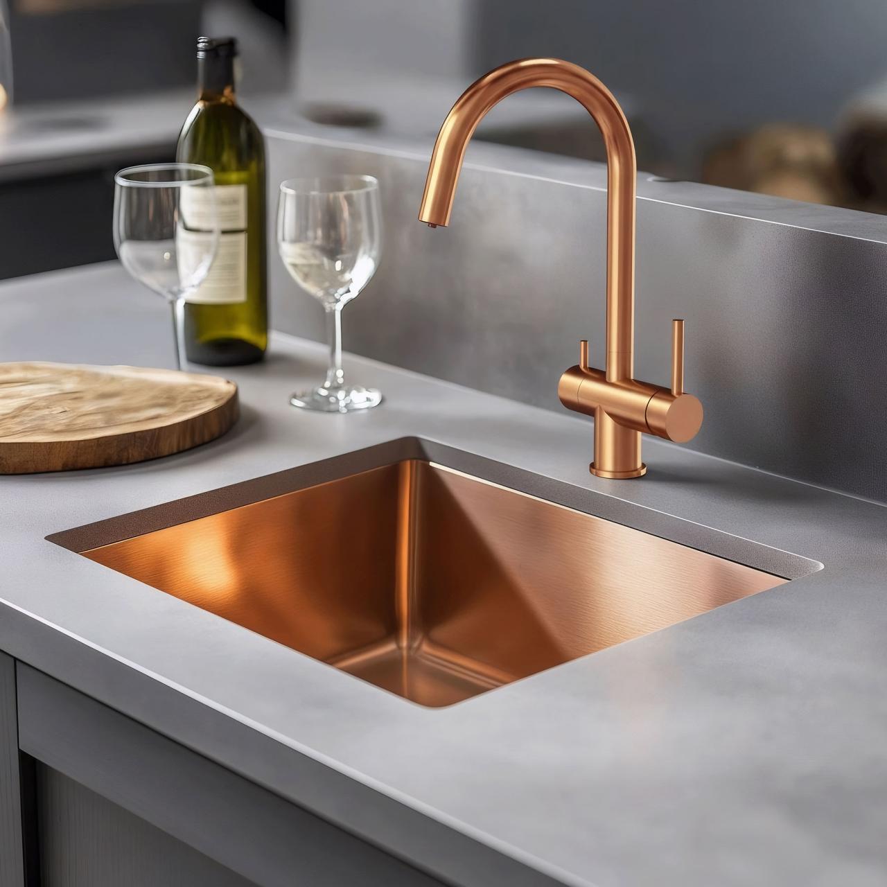 Quadri Leichester Keukenmengkraan PVD Koper 3-weg met een extra aansluiting voor gefilterd water 1208967670 - Productafbeelding 2