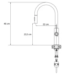 Quadri Retford Keukenmengkraan Zwart met Gouden Afwerking en Uitneembare Uitloop met Sproeistand 1208967677