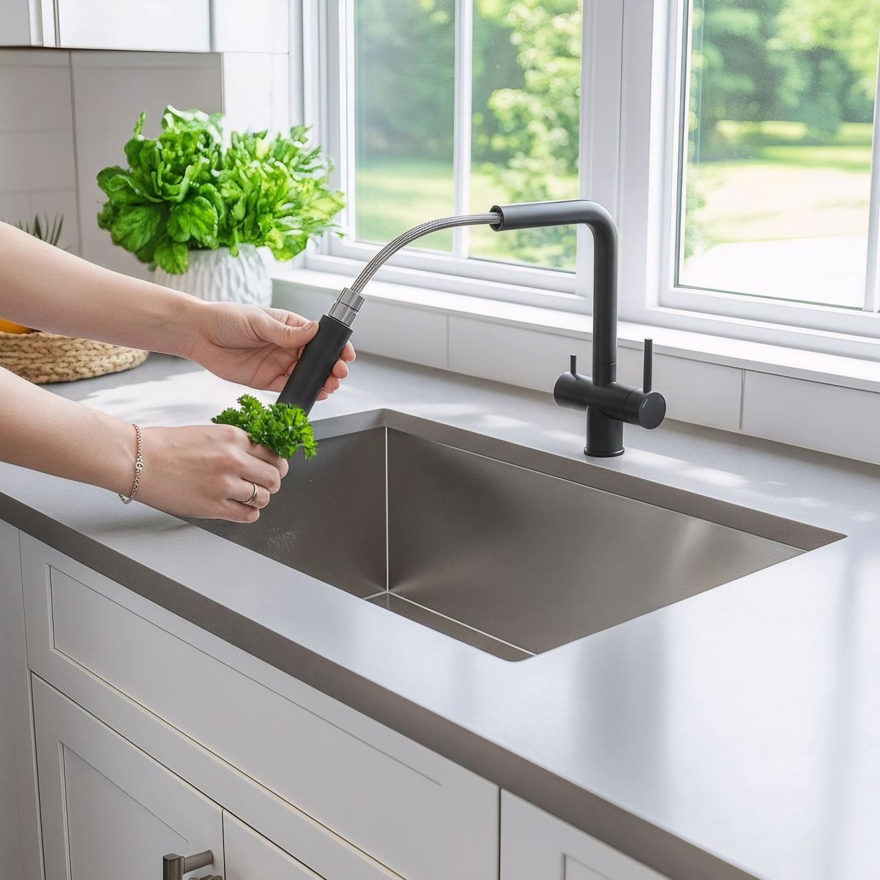Quadri Ellesmere Keukenmengkraan Zwart 3-weg met een extra aansluiting voor gefilterd water 1208967780 - Productafbeelding 2