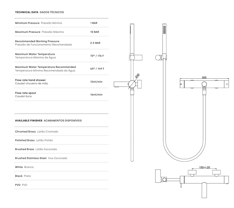 Waterevolution Flow thermostatische twee-weg douchemengkraan met handdouche Gun Metal T130TNWGM