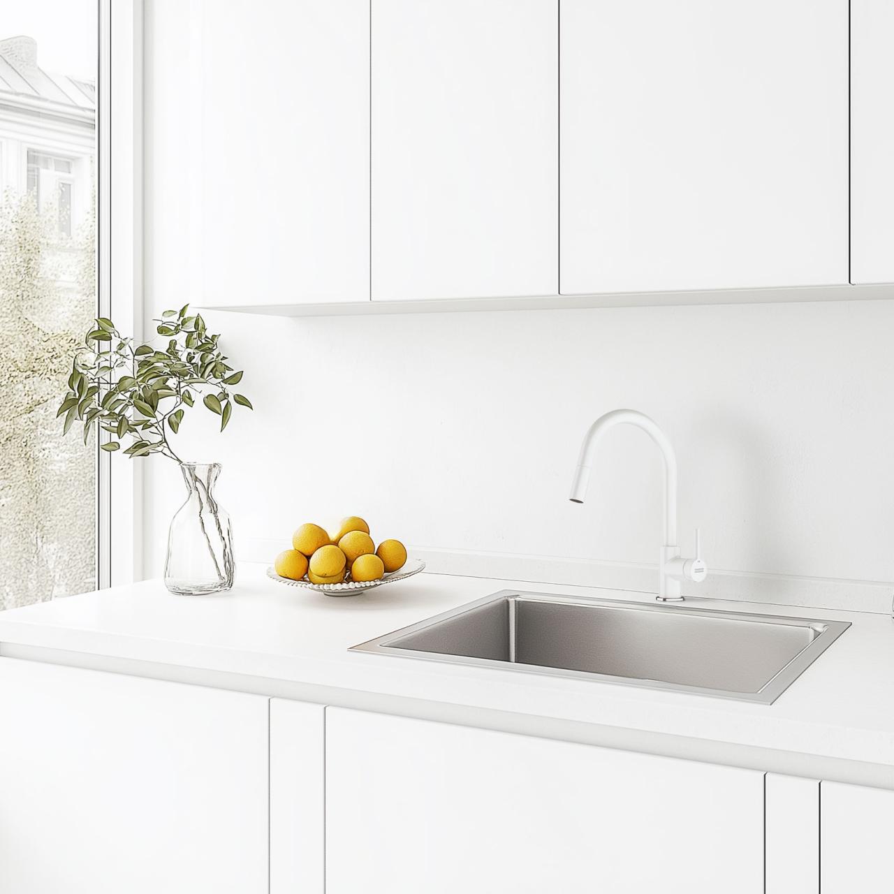Franke Lina Keukenmengkraan Polar White Wit met Uittrekbare Handdouche 115.0626.081 - Productafbeelding 2