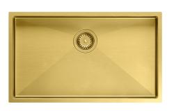 Aquadesign Zara Spoelbak Goud 74x44cm Onderbouw, Vlakinbouw en Opbouw met Gouden Plug - 1208969509