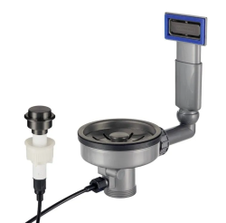 Lorreine Spoelbak Korfplugset Gun metal met Overloop en Drukknop voor Automatische Lediging 1208969593