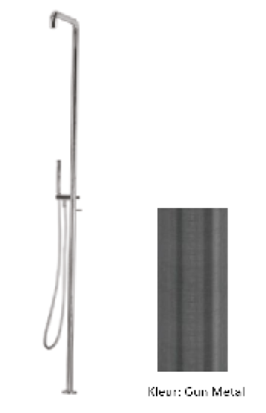 Waterevolution Flow douchezuil met mengknop en handdouche Gun Metal T147GME