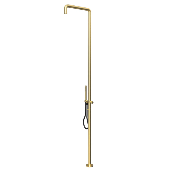 Waterevolution Flow douchezuil met mengknop en handdouche Light Gold T147WGE