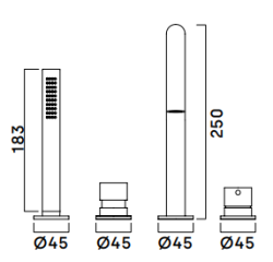 Waterevolution Flow 4-gats Badkraan voor Badrandmontage Zwart H T138HPR