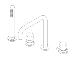 Waterevolution Flow 4-gats Badmengkraan voor Badrandmontage geborsteld messing natuur H T138HLE