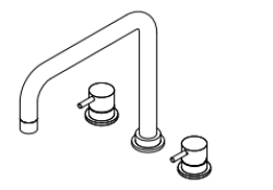 Waterevolution Flow 3-gats haakse keukenmengkraan met draaibare uitloop en gefilterd water aansluiting messing T152HLE