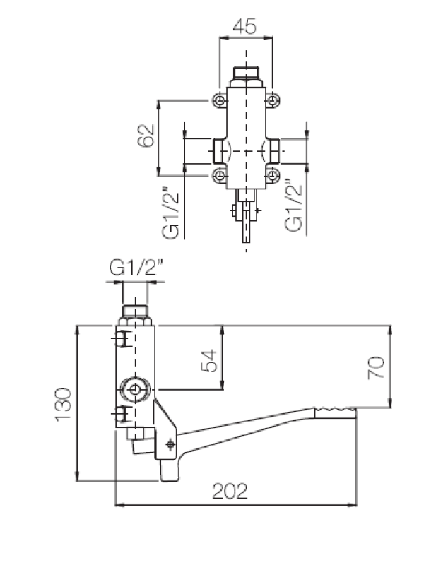 PB Pedal Line Dubbelle Voetpedaal Mengkraan chroom voor Vloermontage 1208969756
