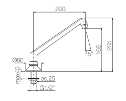 PB Pedal Line kraan uitloop chroom voor op het aanrechtblad of wastafelblad 1208969768