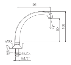 PB Pedal Line kraan uitloop chroom voor op het aanrechtblad of wastafelblad 1208969770