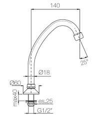 PB Pedal Line kraan uitloop chroom voor op het aanrechtblad of wastafelblad 1208969771