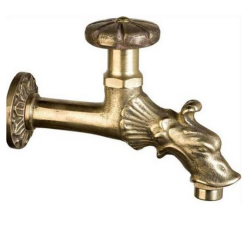PB Garden Vintage Wand Fonteinkraan Koudwaterkraan Brons met Tuinslangaansluiting en Rond Handvat 1208969784
