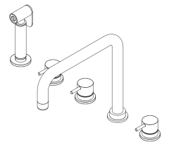 Waterevolution Flow 5-gats haakse keukenmengkraan met uittrekbare sproeier en gefilterd water aansluiting chroom T154H01