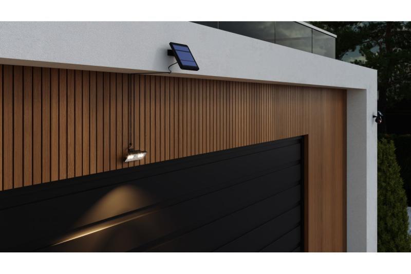 Zonne-lichtarmatuur met bewegings- en schemersensor DAVOS, LED, 1000lm, 4000K, 2000mAh, IP54, zwart