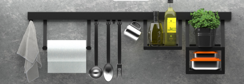 Epka Luxion Driedubbele Haak voor Keukenrails Metaal Zwart 1208969963