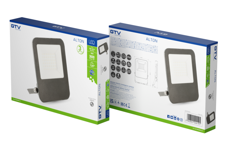 ALTON schijnwerper, LED, 30W, 3000lm, 4000K, AC220-240V, IP65