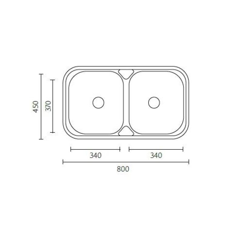Banka Halifax RVS dubbele Spoelbak opbouw 80x45 cm 1208970060