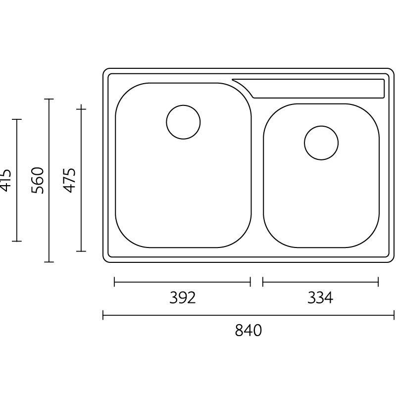 Banka Princess RVS dubbele Spoelbak Opbouw 84x56 cm met Kraangatbank 1208970066