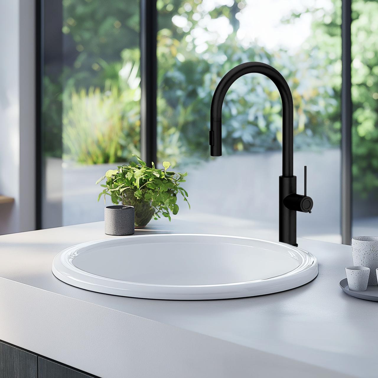 Ausmann Ceramic Brook  keramische witte ronde spoelbak opbouw  1208970092 - Productafbeelding 2