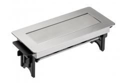 Bureauverlengsnoer zonder cassette, 3-voudig stopcontact met aarding, 1,5 m voedingskabel met stekker, inox.