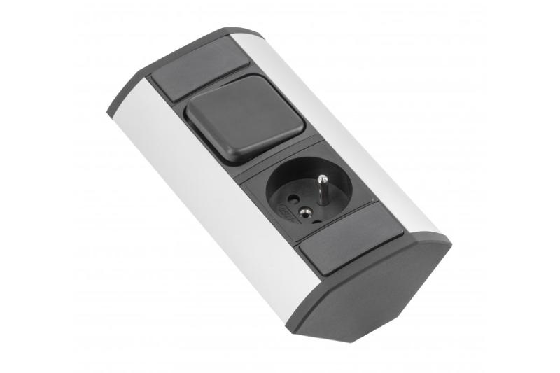 MINI hoekverlengstuk met schakelaar en geaarde stopcontact 230V 16A