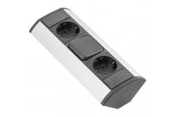 MINI hoekverlengstuk met schakelaar en 2 schuko-stopcontacten 230V 16A