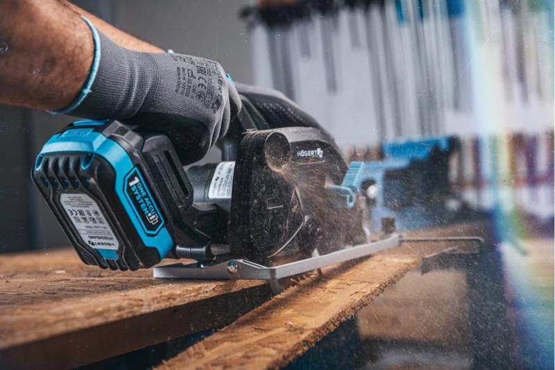 HÖGERT accu cirkelzaag, 18V, zonder accu, stofzuigeraansluiting