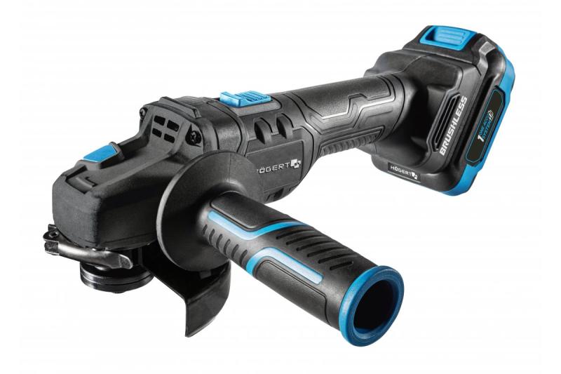 HÖGERT Kabelloze haakse slijper met peddelschakelaar, 125MM, 18V, set met accu, lader, accessoires