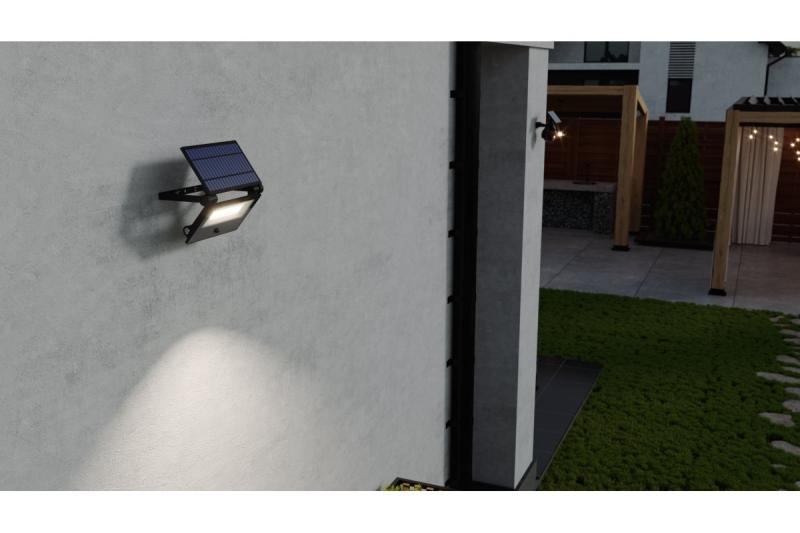 Zonnevloedlicht LUMOS II, LED, 2000lm, 6400K, 2600mAh vervangbaar, IP65, zwart