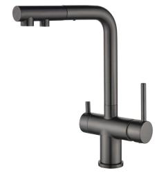 Ausmann Ellington 3-Weg Keukenmengkraan met Uittrekbare Uitloop en Gefilterd Water – Gun metal- 1208970499