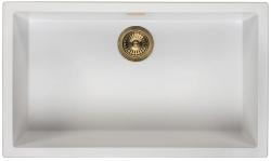 Witte Grote Spoelbak 70x40 cm Onderbouw, Opbouw en Vlakinbouw met Gouden Plug 1208970522