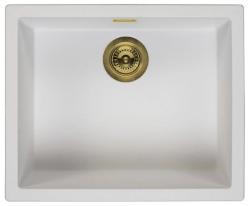 Witte Spoelbak 50x40 cm Onderbouw, Opbouw en Vlakinbouw met Gouden Plug 1208970532