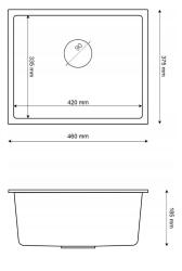 Graniteland Solo Granieten grijzen Spoelbak onderbouw 42x34 cm met RVS Plug 1208970569