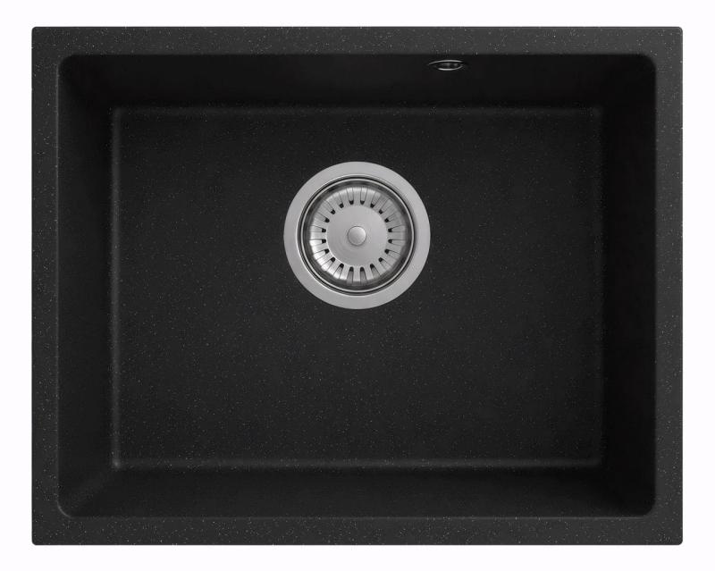 Graniteland Solo Granieten zwart arduin hardsteen Spoelbak onderbouw 42x34 cm met RVS Plug 1208970606