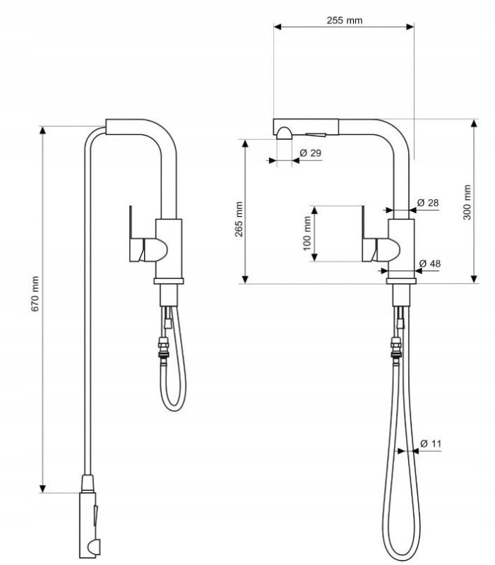 Graniteland Celeste Keukenmengkraan Gun metalmet Uittrekbare Uitloop en Dubbel-Functie Handdouche 1208970666