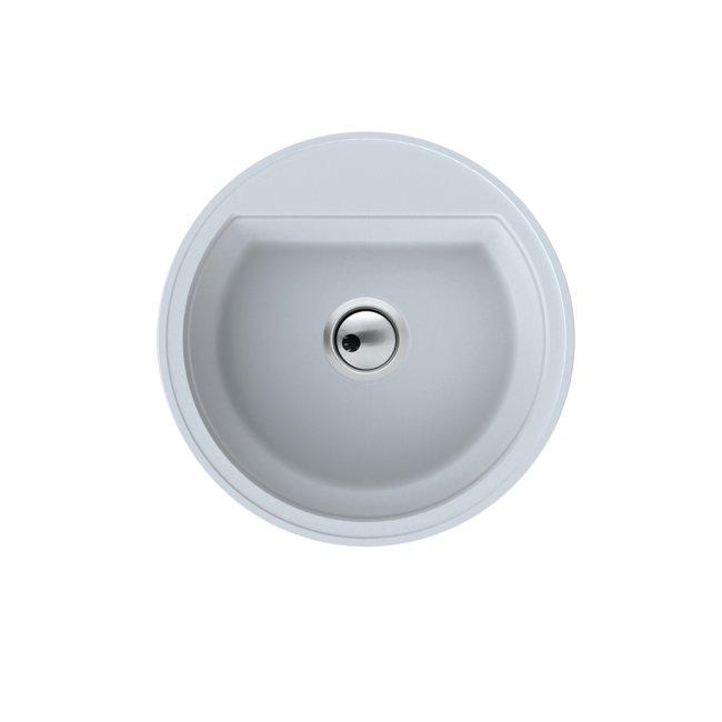 Dura Stretto Witte quartz ronde spoelbak opbouw 51cm met rvs plug en 1 kraangat 1208970691