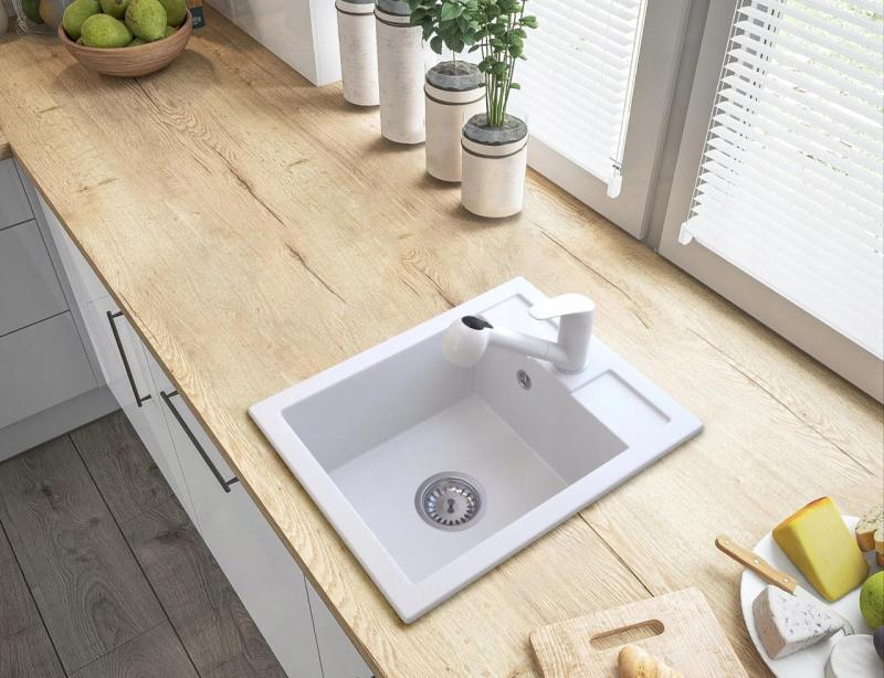 Graniteland Rhea Keukenmengkraan  Wit met Uittrekbare Uitloop en Dubbel-Functie Handdouche 1208970714