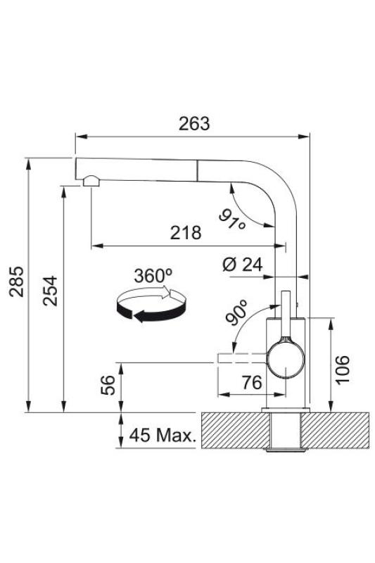 Franke Lina L Keukenkraan Oyster met Uittrekbare Uitloop 115.0728.487