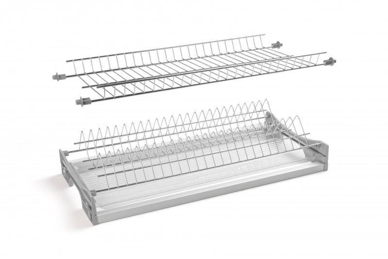 GTV BASIC 1 afdruiprek, twee niveaus, kast 400, voor platen van 16 - 18 mm, 1x lade, chroom