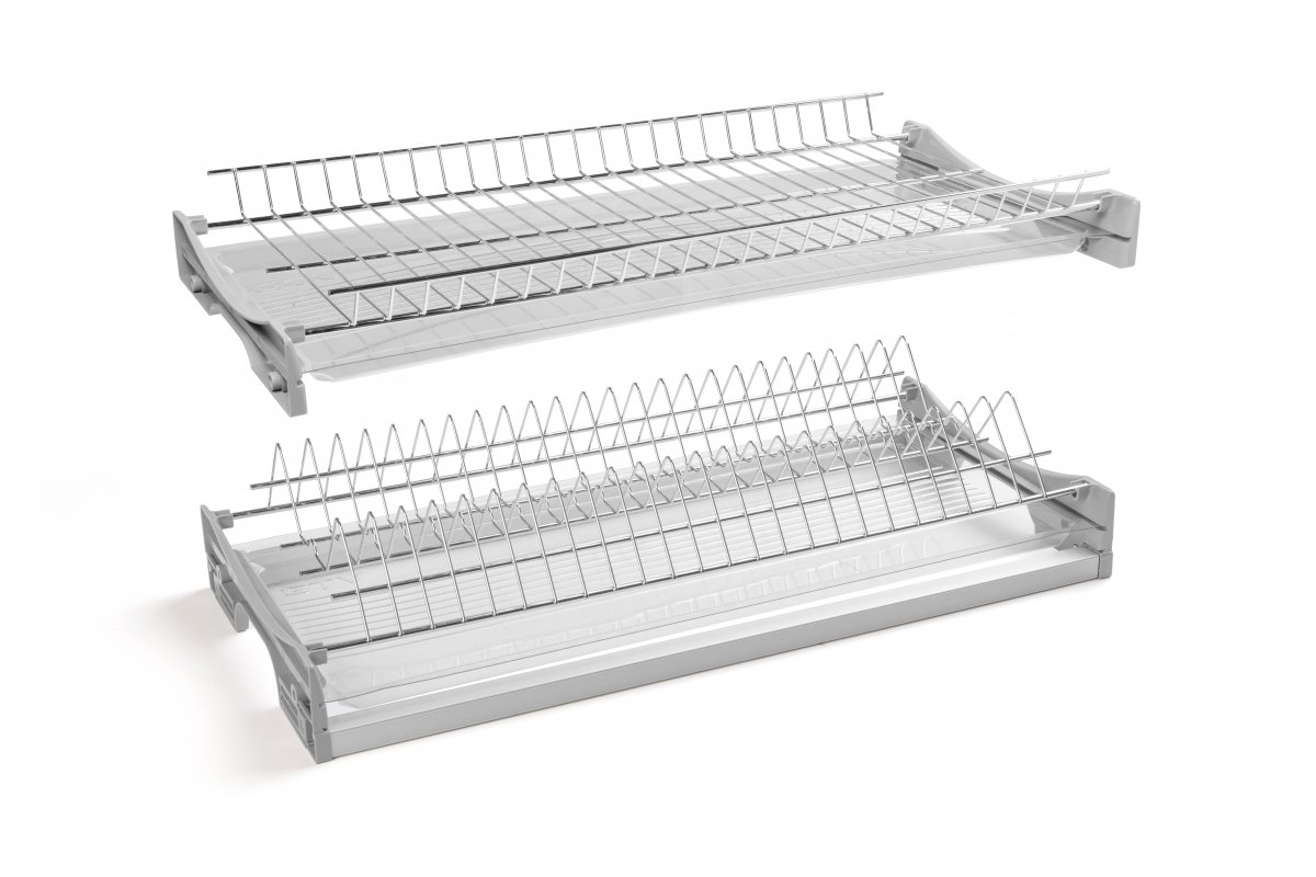 Drainer GTV BASIC 3, twee niveaus, kast 800, voor platen van 16 - 18 mm, 2x lade, chroom - Productafbeelding
