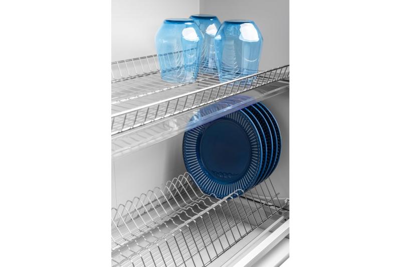 Drainer GTV BASIC 3, twee niveaus, kast 800, voor platen van 16 - 18 mm, 2x lade, chroom