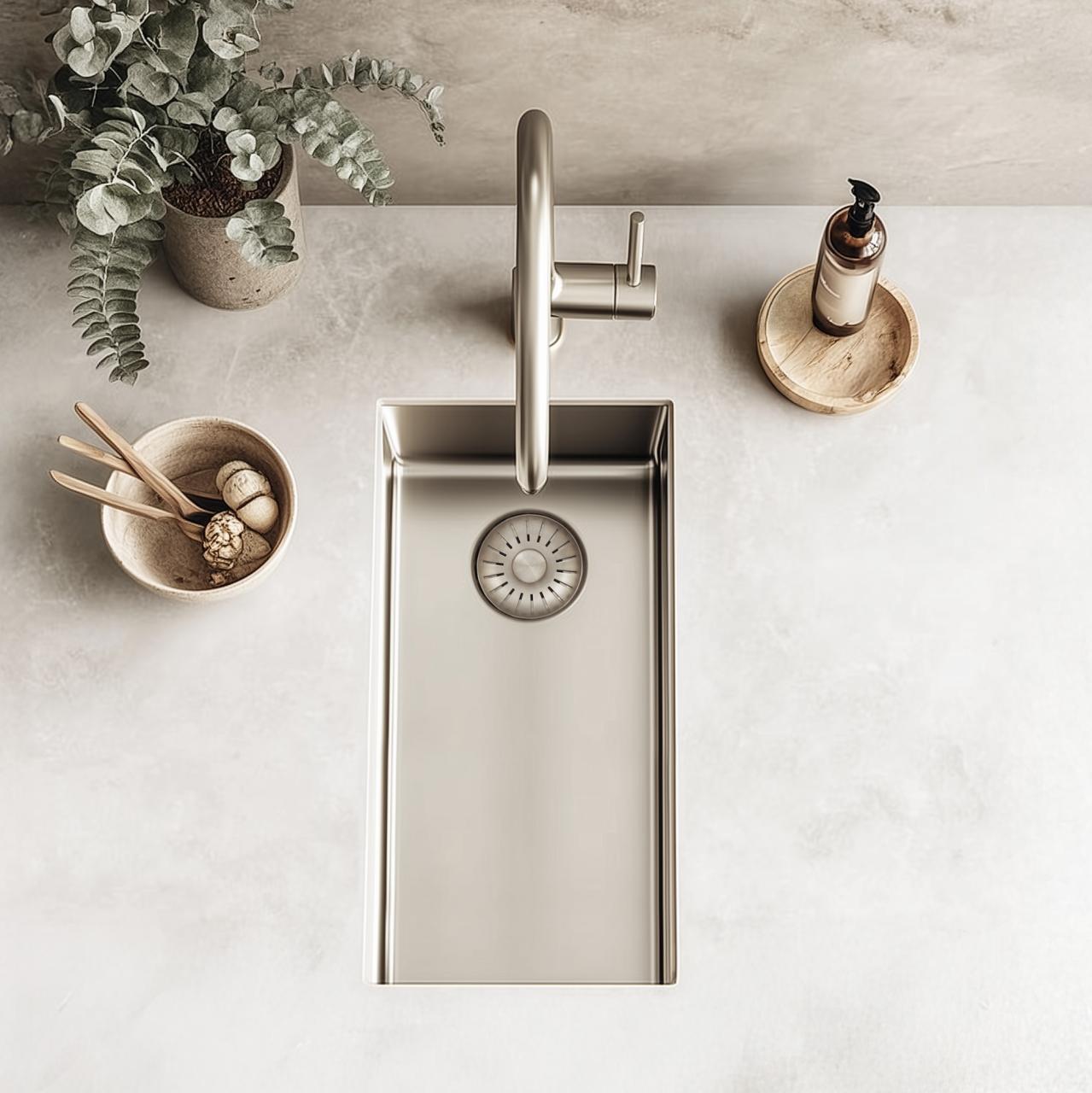 Pure.Sink Exclusivo kleine RVS spoelbak 18x40 cm 10mm radius onderbouw, vlakinbouw en opbouw PEX1840-02 - Productafbeelding 2