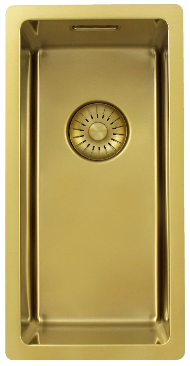 Pure.Sink Exclusivo kleine Gouden spoelbak 18x40 cm 10mm radius onderbouw, vlakinbouw en opbouw PEX1840-60 - Productafbeelding