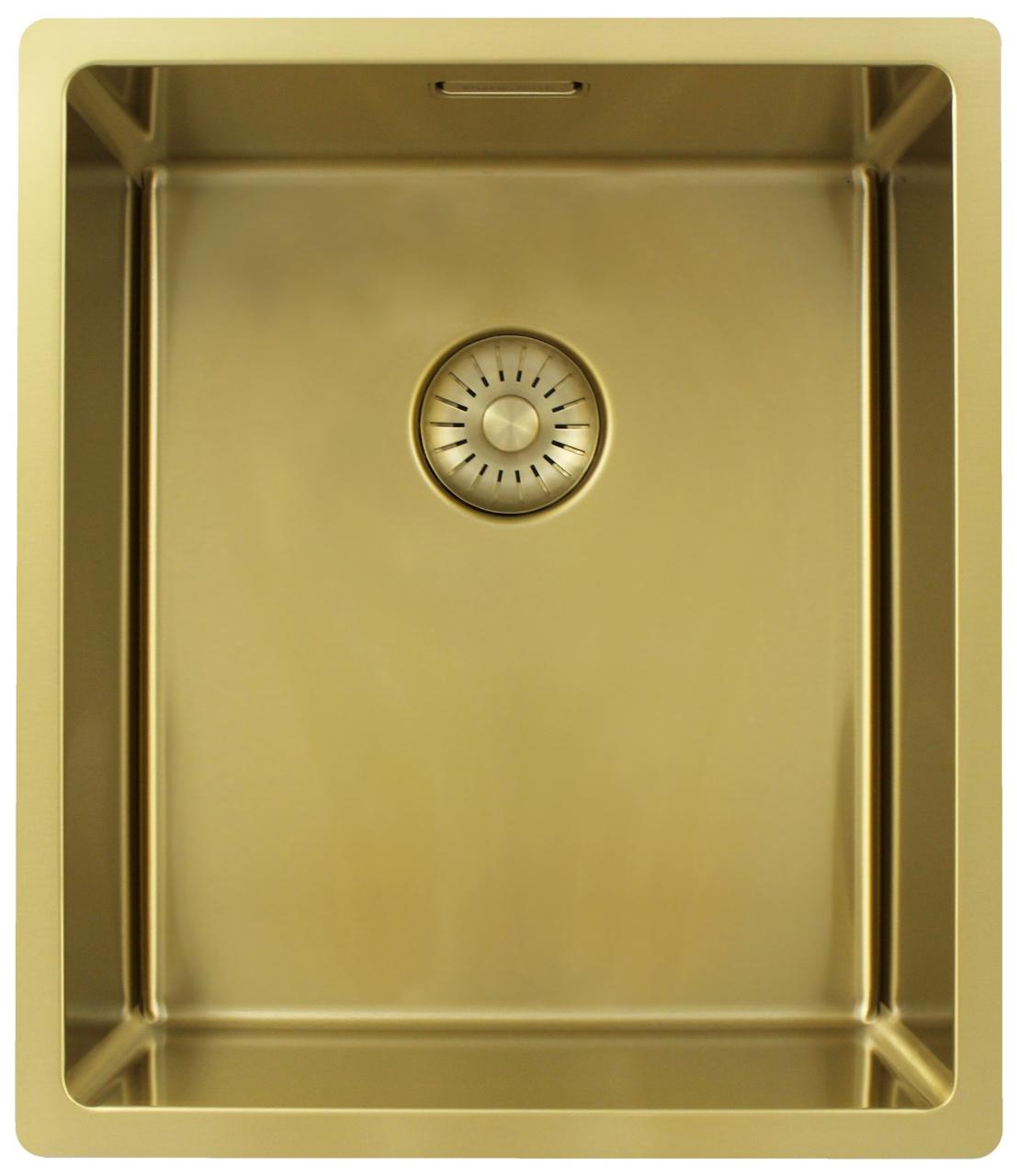 Pure.Sink Exclusivo Gouden spoelbak 34x40 cm 10mm radius onderbouw, vlakbouw en opbouw PEX3440-60 - Productafbeelding