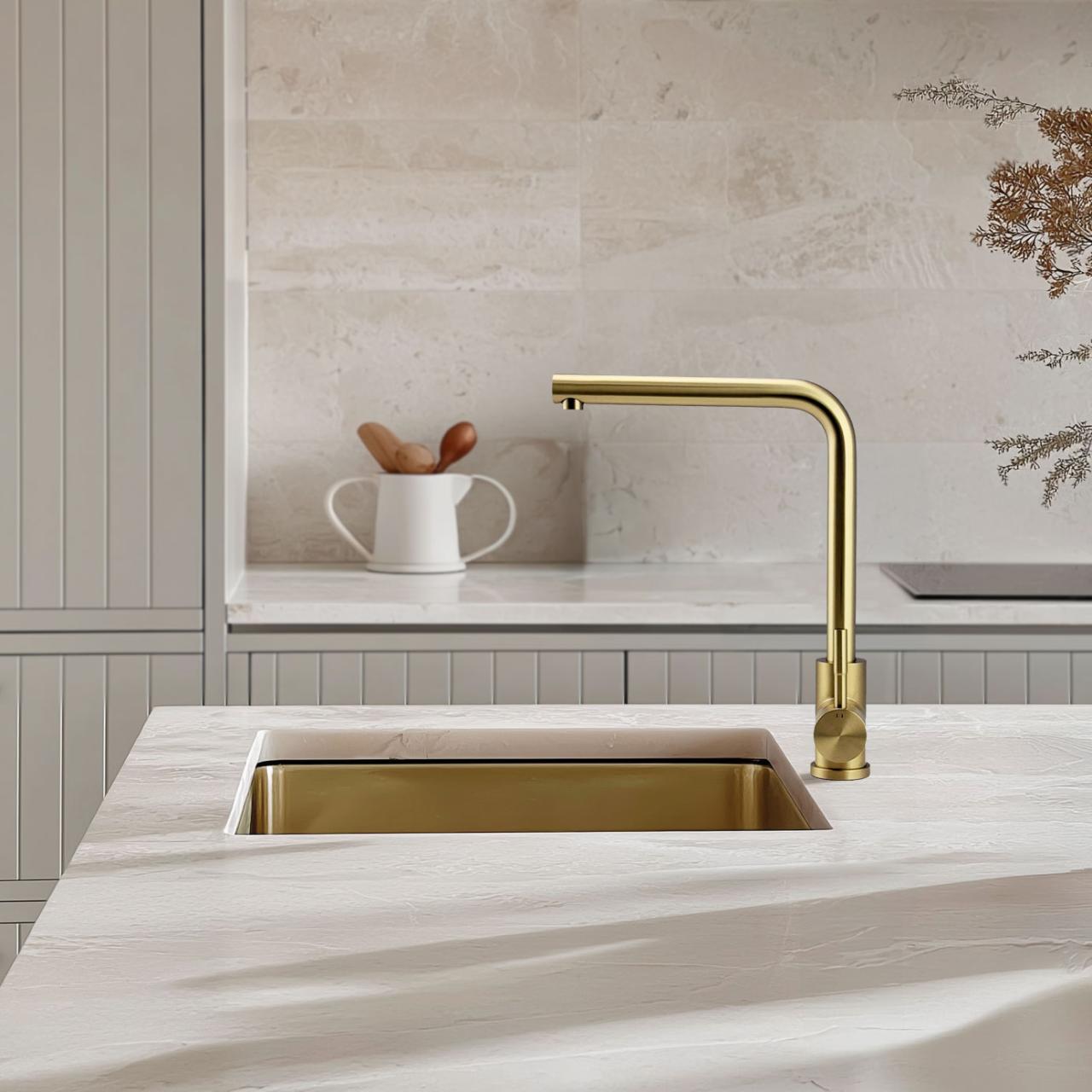 Pure.Sink Exclusivo Gouden spoelbak 34x40 cm 10mm radius onderbouw, vlakbouw en opbouw PEX3440-60 - Productafbeelding 3
