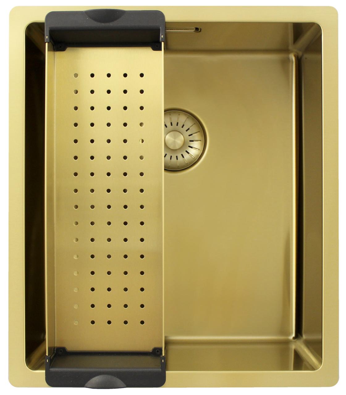 Pure.Sink Exclusivo Gouden spoelbak 34x40 cm 10mm radius onderbouw, vlakbouw en opbouw PEX3440-60 - Productafbeelding 4