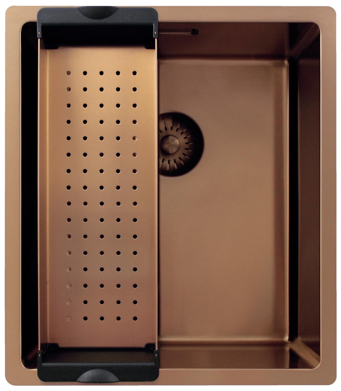 Pure.Sink Exclusivo Koperen spoelbak 34x40 cm 10mm radius onderbouw, vlakbouw en opbouw PEX3440-62 - Productafbeelding 4