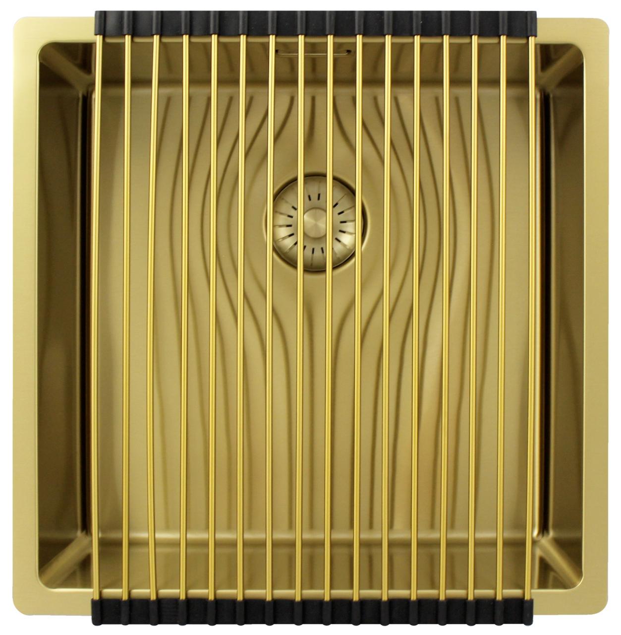 Pure.Sink Exclusivo Gouden spoelbak 40x40 cm 10mm radius onderbouw, vlakbouw en opbouw PEX4040-60 - Productafbeelding 4